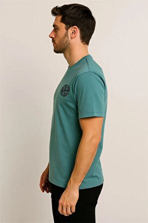 PAMUK PENYE BİSİKLET YAKA T-SHİRT CAĞLA YEŞİLİ STONE ISLAND