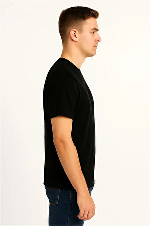 T-TSHİRT SİYAH GOFRE KUMAŞ POLO