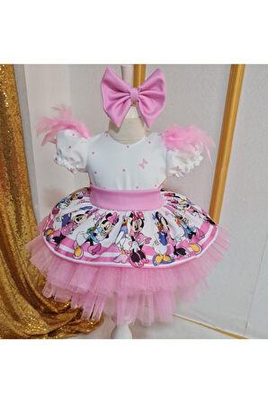 Kız Çocuk Minnie Miki Mouse Tüllü Kabarık Elbise