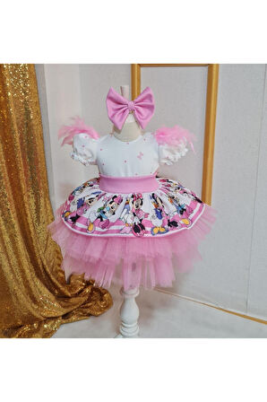 Kız Çocuk Minnie Miki Mouse Tüllü Kabarık Elbise