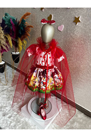 Kız Çocuk Pamuk Prenses Ve Yedi Cüceler Tüllü Pelerinli Kabarık Elbise