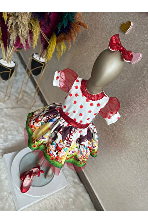 Kız Çocuk Pamuk Prenses Ve Yedi Cüceler Tüllü Pelerinli Kabarık Elbise