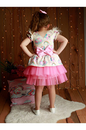 Kız Çocuk Pembe My Little Pony Unicorn Elbise