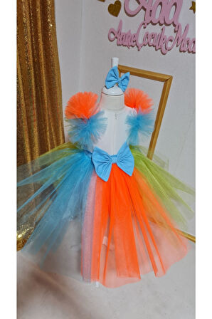 Kız Çocuk Baby Shark Tüllü Tasarım Elbise