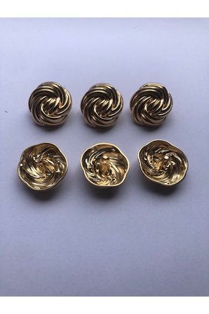 Gold Altın Burgu Yumak Model Düğme Metal Düğme 36 Boy Düğme - 6lı Düğme Paketi