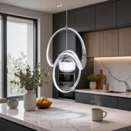 Çizgili Kasa Tek Toplu Badem Model Sarkıt LED Avize