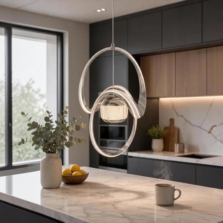 Çizgili Kasa Tek Toplu Badem Model Sarkıt LED Avize