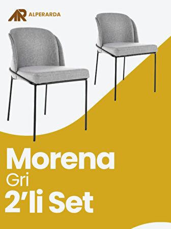 Morena Sandalye Gri Keten 2'li Set