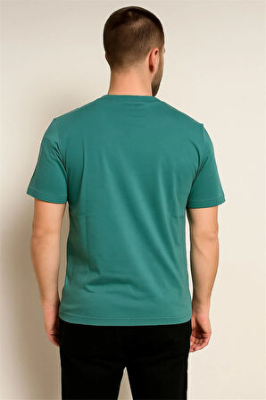 BİSİKLER YAKA KÜÇÜK NAKIŞLI TSHİRT YEŞİL