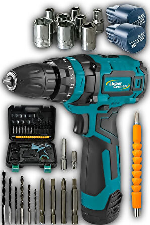 Torq 12 Volt 2 Ah Otamatik Korumalı Çelik Şanzuman 2 Akülü Matkap Akülü Vidalama Şarjlı Matkap