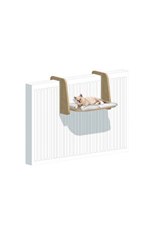 Ahşap Radyatör Kedi Yatağı – Isıtıcıya Monte Edilebilir Rahat ve Dekoratif Kedi Hamak