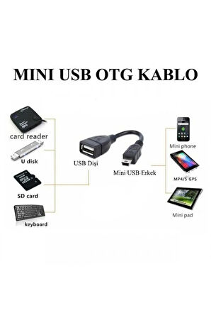 Navidata Mini Usb Otg Kablo - 5 Pin Usb Çevirici Kablo