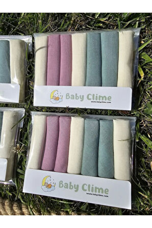 7'li Bebek Ağız Mendili - 22x22 cm Müslin Kumaş Ağız Bezi - Düşler Serisi (Pembe Tonları İçerir)