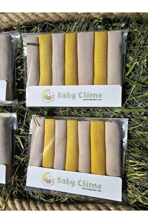 7'li Bebek Ağız Mendili - 22x22 cm Müslin Kumaş Ağız Bezi - Yakamoz Serisi (Ortak Renkleri İçerir)