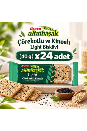 Ülker Altınbaşak Çörekotlu ve Kinoalı Light Bisküvi (40 g) x24 adet