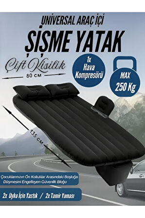 Şişme Yatak Seti Araç Içi - Kamp - Ev Kullanımı Için 12/24V Hava Pompa Hediyeli