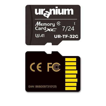 32GB URANIUM UR-TF-32G MICRO SD CARD U3 7/24 SURVEILLANCE 100/40MBS INDUSTRIAL HAFIZA KARTI (3 YIL GARANTİ)