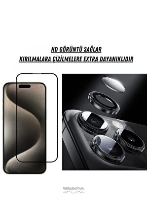 iPhone 16 Pro  uyumlu Anti Static Ekran Koruyucu ve Safir Premium Lens Koruyucu