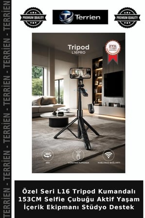 Özel Seri L16 Tripod Kumandalı 153CM Selfie Çubuğu Aktif Yaşam İçerik Ekipmanı Stüdyo Destek