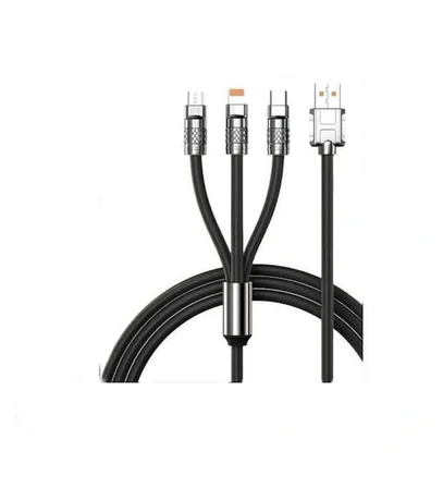 AbaTech 3in1 Type C- Lightning- Micro Usb Silikon 3.0A 1.5M Şarj ve Data Kablosu
