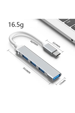 Abatech Type-C 4 Port USB 3.0 Laptop Telefon Uyumlu Çoklayıcı Hub