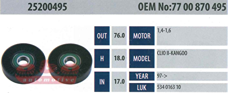 ABA 25200495 Gergi Rulmanı