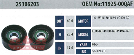 ABA 25306203 Gergi Rulmanı