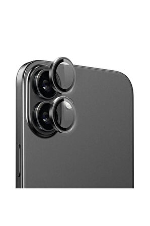  iPhone 16 iPhone 16 Plus Siyah Kamera Koruma Lens Koruyucu Safir Cam
