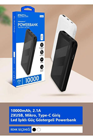 ACL 10000 Mah Led Güç Göstergeli Powerbank