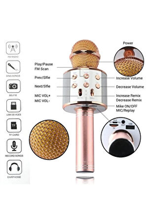Ws-858 Karaoke Bluetooth Kablosuz Mikrofon Hoparlör
