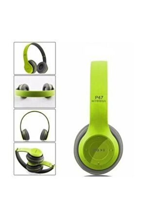 Mİ 10 XİAOMİ - Mİ 10 LİTE XİAOMİ UYUMLU P47 YEŞİL BLUETOOTH KABLOSUZ KULAKLIK