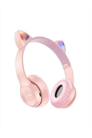 13T XİAOMİ - 13T PRO XİAOMİ UYUMLU P47M PEMBE KEDİLİ BLUETOOTH KABLOSUZ KULAKLIK