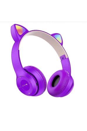 Y21 VİVO -  Y21S VİVO - Y22S VİVO UYUMLU P47M MOR KEDİLİ BLUETOOTH KULAKLIK