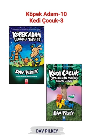Köpek Adam 10 + Kedi Çocuk Çizgi Roman Kulübü 3 – Serinin Final Kitapları - 2 Kitap Set, Dav PILKEY