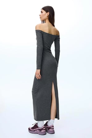 ALLBUCKS Bershka Uzun kollu bardot yumuşak elbise ABBRS3803