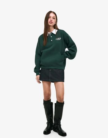 Allbucks Bershka Boxy Fıt Uzun Kollu Polo Yaka Sweatshırt ABBRS3811