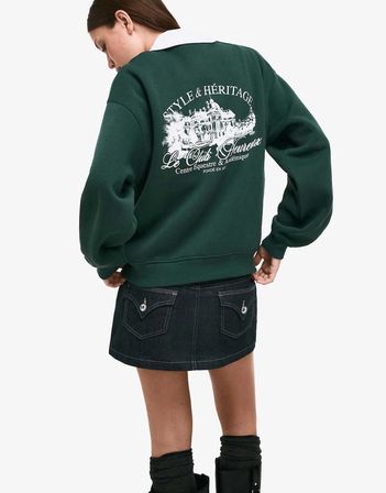 Allbucks Bershka Boxy Fıt Uzun Kollu Polo Yaka Sweatshırt ABBRS3811