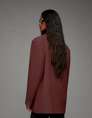 Bershka Blazer Ceket Kadın Oversize Kök Kırmızı Düğmeli Astarlı