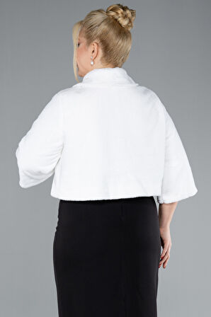 Kapri Kol Kürk Görünümlü Büyük Beden Abiye Ceket ABC004