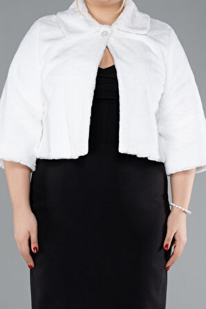 Kapri Kol Kürk Görünümlü Büyük Beden Abiye Ceket ABC004