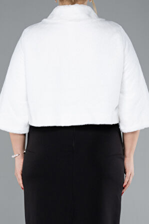 Kapri Kol Kürk Görünümlü Büyük Beden Abiye Ceket ABC004