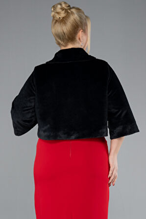 Kapri Kol Kürk Görünümlü Büyük Beden Abiye Ceket ABC004