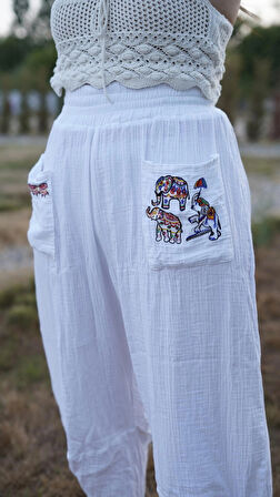 Müslin Şalvar Pantolon, Otantik Özel Tasarım Pantolon, Bohem Salaş Pantolon