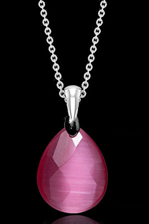 Sertifikalı Fasetli Pembe Akik Taşı Kolye - Aaa Kalite