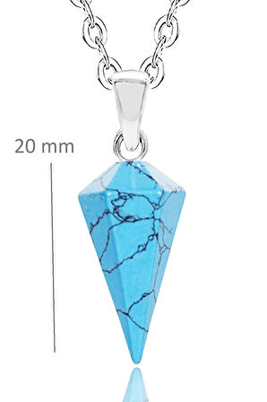 Sertifikalı Doğal Turkuaz Taşı Doğal Taş Pandül Kolye