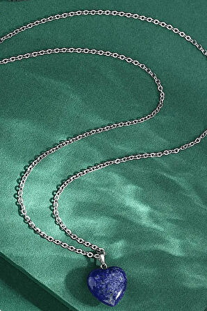 Sertifikalı Kalp Model Lapis Lazuli Taşı Kolye