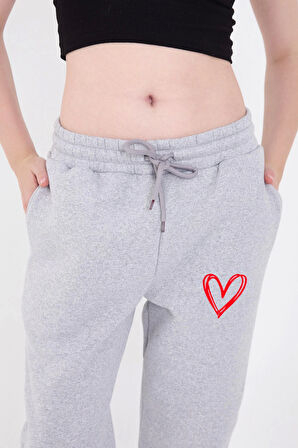 JANES Oversize Boru Paça Baskılı Eşofman Pantolon - Gri