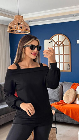 JANES Kadın Askılı Iki Omuzu Açık Salaş Yün Viskon Bluz