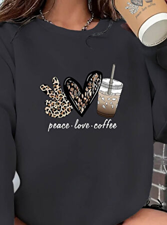 JANES Kadın Uzun Kollu Bisiklet Yaka Kalp Desenli Viskon Iki Iplik Bluz