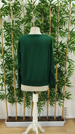 JANES Kadın Uzun Kollu Bisiklet Yaka Desenli Viskon Iki Iplik Bluz